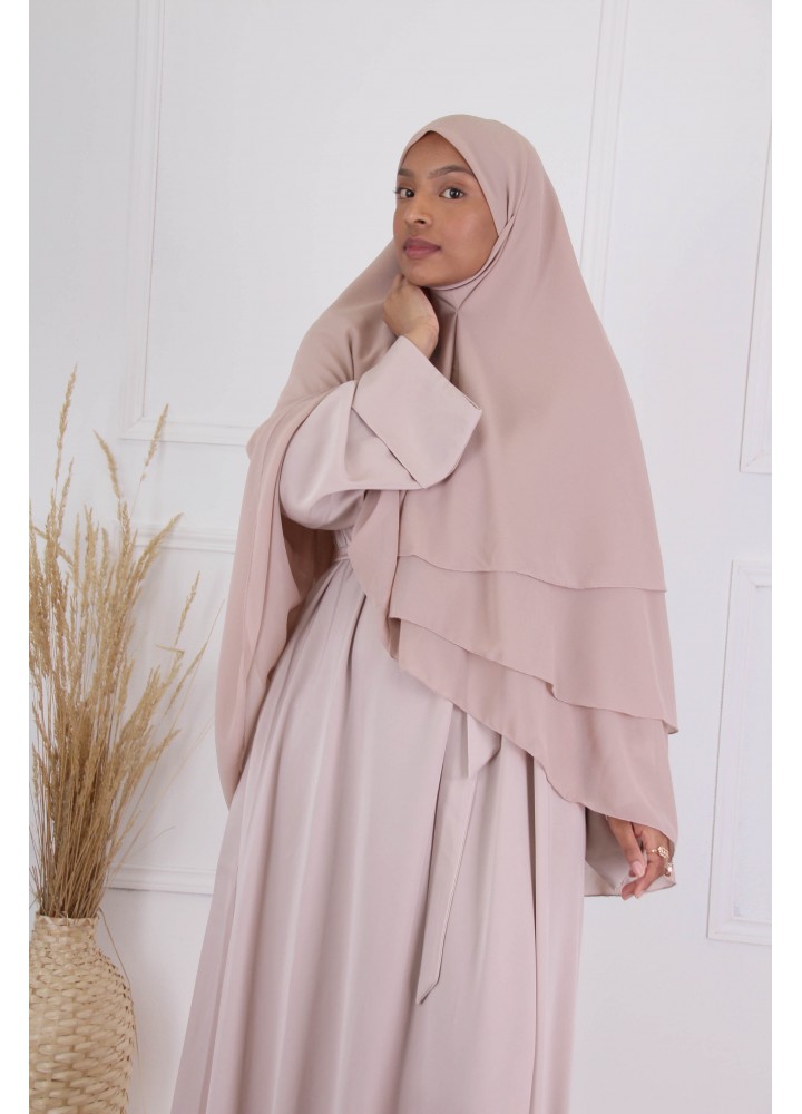  Khimar  pull on chiffon Taupe 