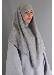 Khimar laine à enfiler- gris chiné