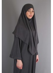 Khimar jersey côtelé à enfiler- Gris anthracite