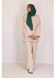 Ensemble jersey boutons - Beige