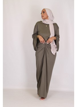 Jersey tie skirt set - Kaki