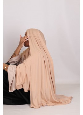 curly jersey hijab -Nude