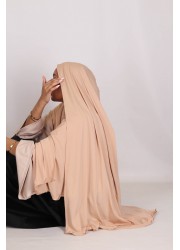 curly jersey hijab -Nude