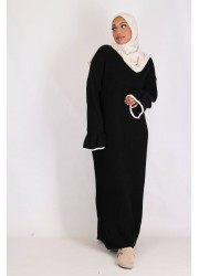 Two-tone sweater dress Black