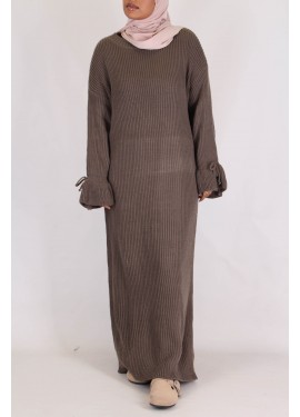 tulip mesh abaya - Moka