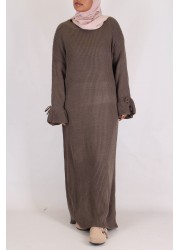 tulip mesh abaya - Moka