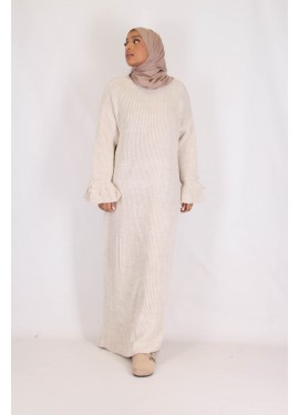 tulip mesh abaya - Beige