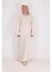 tulip mesh abaya - Beige