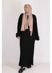 tulip mesh abaya - Black