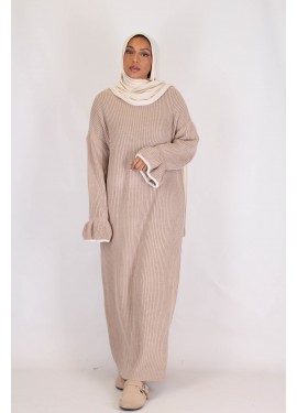 Two-tone sweater dress Taupe