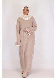 Zweifarbiges Pulloverkleid taupe